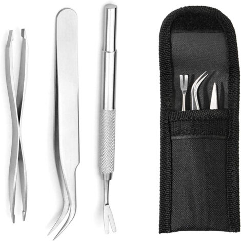 Outils de nettoyage anti-puces et anti-tiques pour animaux de compagnie -Ensemble de trois tire-tiques en acier inoxydable