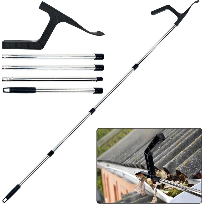 Outils de nettoyage de gouttière, nettoyeur de gouttière télescopique, bâton de nettoyage de gouttière, outil de nettoyage portable pour nettoyer les