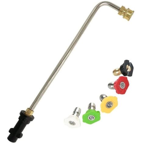 Outils de nettoyage de gouttière pour Karcher K2 K3 K4 K5 K6 K7, lance d'extension de gouttière avec 5 buses de pulvérisation pour nettoyeur haute pression, balai à eau, nettoyeur de châssis (90