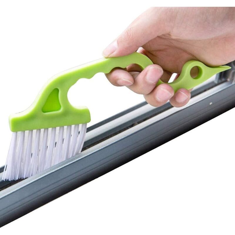 Feiyue - Outils de nettoyage de rainures à main, brosses de nettoyage de cuisine pour rails de portes et fenêtres (vert) (1 pièce)