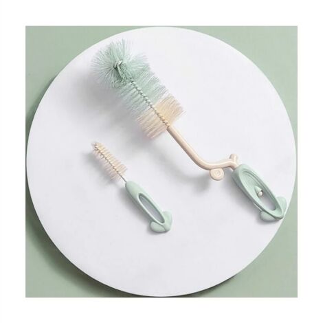 Outils de nettoyage multifonctions à long manche amovible en nylon haute température brosse de nettoyage 2 pièces (vert)