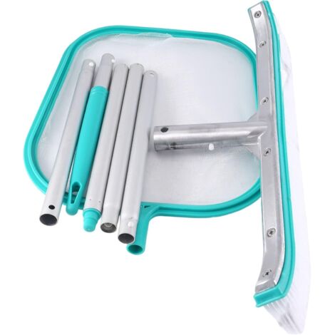 Outils de nettoyage piscine - Filet plat en avec épuisette Manche télescopique Brosse à récurer 45,7 cm Pour nettoyer la saleté des murs, et marches