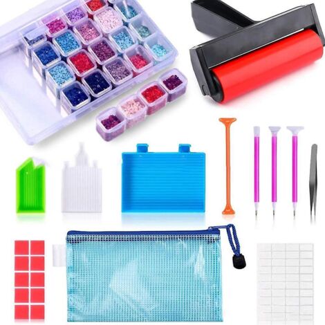 outils De Peinture Diamant 5d Et Accessoires, Kits D'accessoires D'art Diamant Bricolage Avec Rouleau De Peinture Diamant, Stylos  Pointe Et Bote