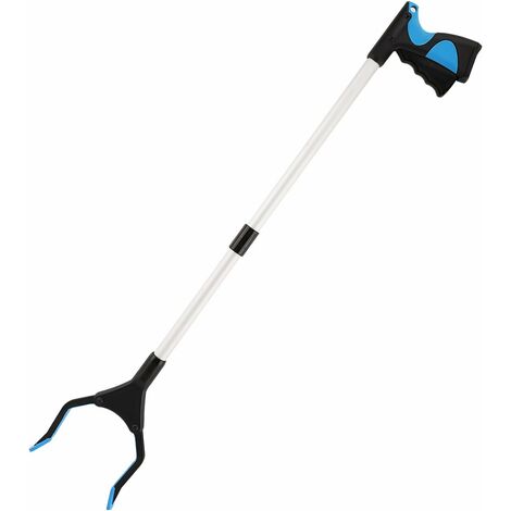 Outils de Ramassage, 32" Pince Extension Pliable, Outil d'aide Handicapé en Aluminium avec Pince Rotative en Caoutchouc, Extension à Bras Long pour Ramasse-Déchets- Bleu