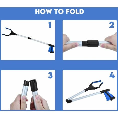 Outils de Ramassage 82cm Outils de Préhension Pince Extension Pliable avec Embouts Magnétiques pour Prise de la Corbeille, Ramassage des Déchets, Déchets de Jardin