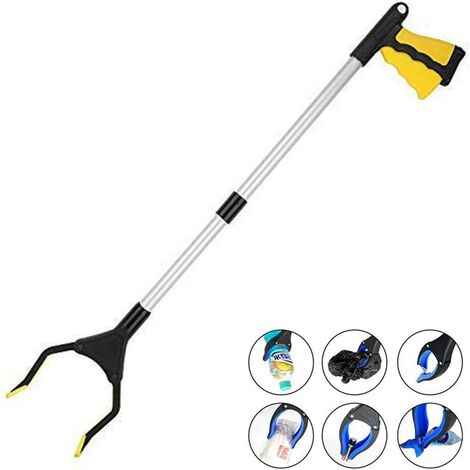 Outils de Ramassage, 82cm Pince de Préhension pour Personnes Agées, avec Pince Rotative en Caoutchouc, pour Prise de la Corbeille, Ramassage des Déchets, Déchets de Jardin