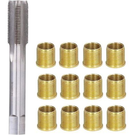 Outils de Réparation de Trou de Filetage de Bougie D'allumage, 10 Inserts Filetés M14 X 1,25, Un Taraud Fileté M16 X 1,25, Adapté à La Réparation de Bougies D'allumage Filetées de 16 MM X 1,25 MM
