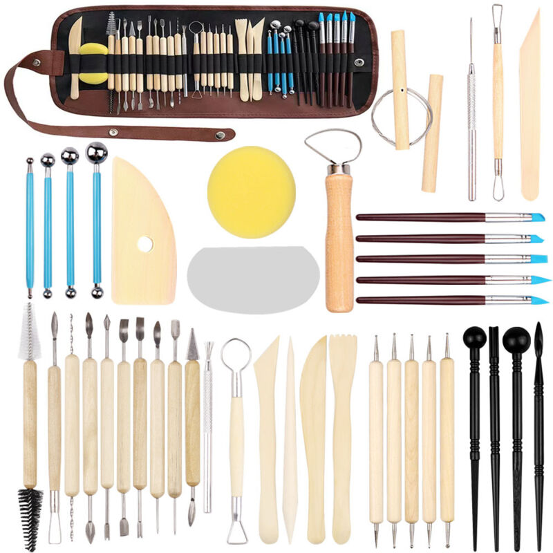 Aiperq - Outils de sculpture 43 pièces, outils de poterie, ensemble d'outils en céramique, ensemble d'outils en argile, ensemble d'outils de poterie