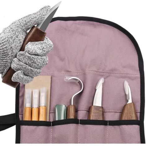 Outils de sculpture sur bois 10 pièces, kit de sculpture sur bois avec 3 ciseaux à bois, 3 couteaux à sculpter le bois