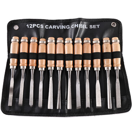 Outils de sculpture sur bois Ciseau à sculpter - 7.8", 12pcs