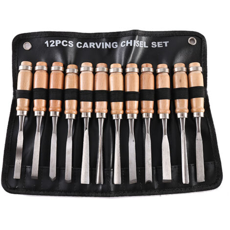 Outils de sculpture sur bois Ciseau à sculpter - 7.8", 12pcs