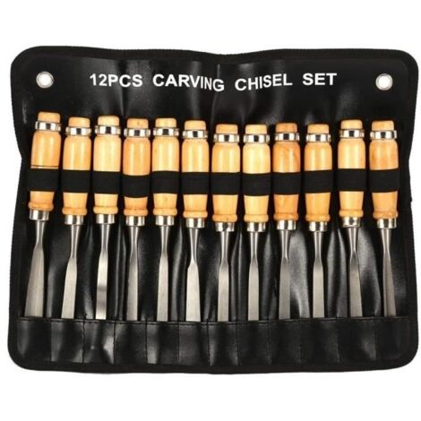 outils de sculpture sur bois Ciseau Burin Bois Sculpture Main Travaille Professionnel Outils de Sculpture Set 12pc