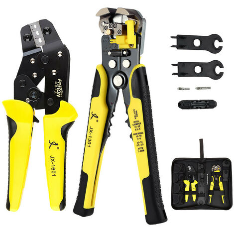 Outils de sertissage de panneau solaire PARON, 2.5-6mm² 14-10AWG Kit de coupe de connecteur de fil solaire de sertisseur de fil, avec pince à dénuder