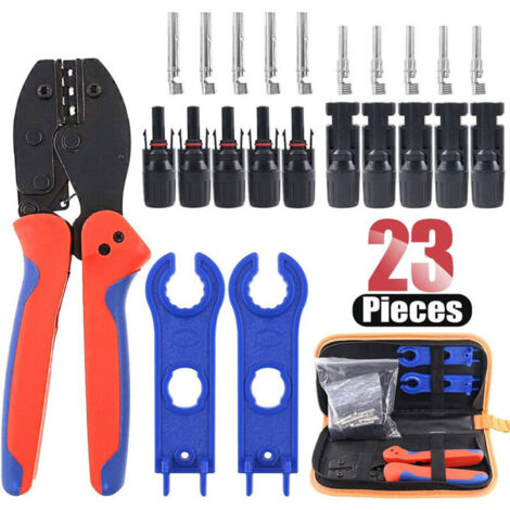 Outils de Sertissage Solaires, 23PCS Kit d'outils de Sertissage Connecteur de Câble Solaire MC4 2,5 à 6 mm² Outils de Sertissage Solaires pour Câble PV de Panneau Solaire