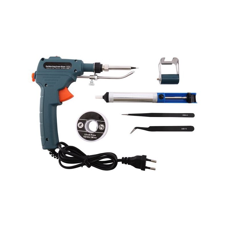Tonchean - Outils de soudage 220V 60W, fer à souder, pistolet à souder automatique portatif, pompe à dessouder, pincettes Violet