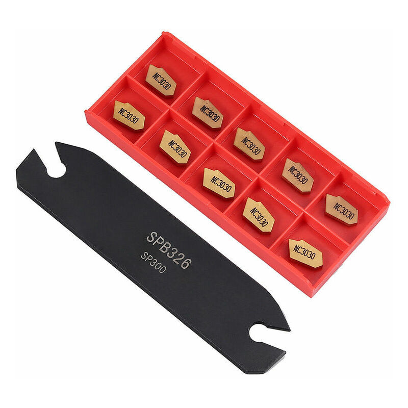 Start - Outils de Tournage de Tour SPB326 Outil de Tronçonnage de Rainurage de 26mm avec Inserts en Carbure de Tronçonnage 10 pcs GTN3 SP300
