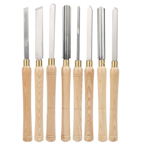 Outils de tournage du bois, Kit de burins de tour à main en acier rapide pour le travail du bois 8 pièces