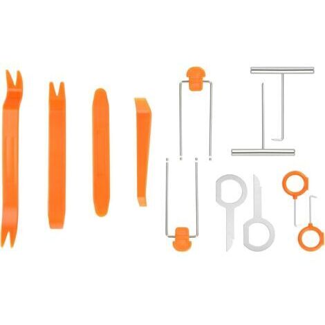 Outils Demontage Garniture, 12PCS en Plastique Ensemble d’Outils d’enlèvement de Panneau de Porte Automatique, Fixation/Dissolvant pour Console Audio Radio, Outils de Démontage de Voiture