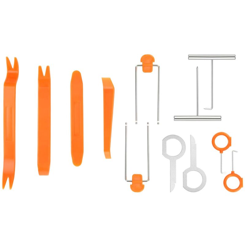 Outils Demontage Garniture, 12PCS en Plastique Ensemble d'Outils d'enlèvement de Panneau de Porte Automatique, Fixation/Dissolvant pour Console Audio