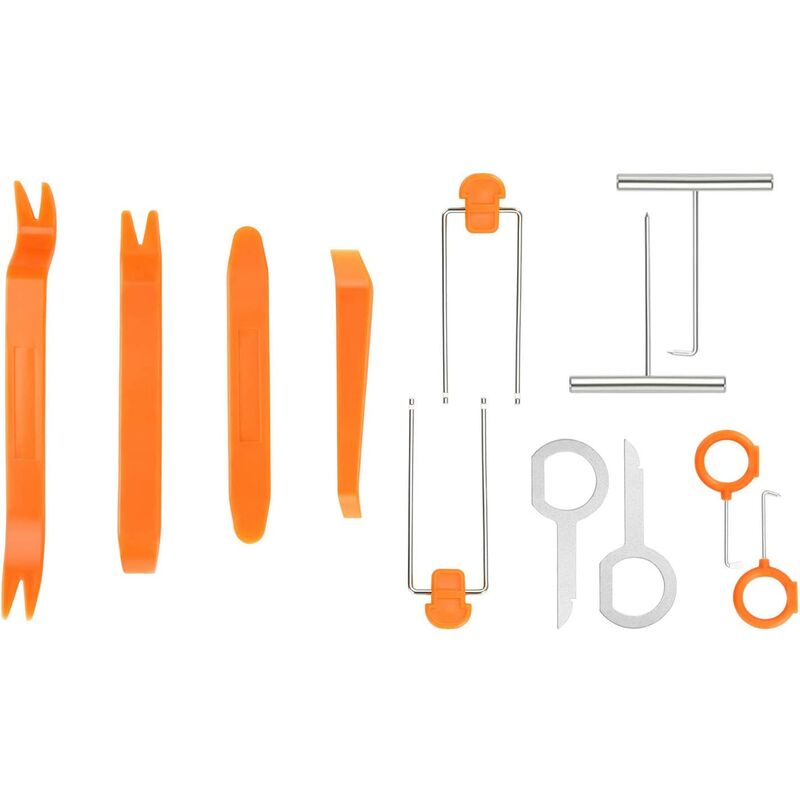 Poway - Outils Demontage Garniture, 12PCS en Plastique Ensemble d'Outils d'enlèvement de Panneau de Porte Automatique, Fixation/Dissolvant pour