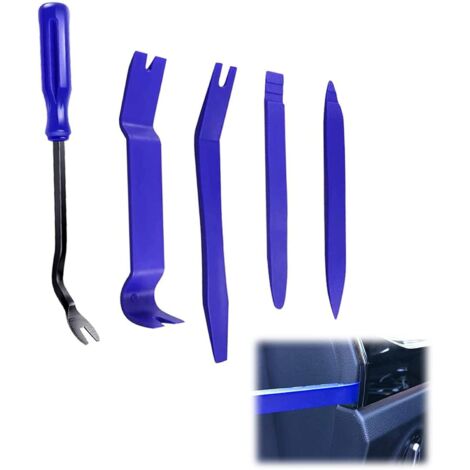 Outils Demontage Garniture Auto, Lot de 5 Multifonction Outil Démontage Installation, Universel Car Trim Removal Tools Kit, Kit Demontage Garniture Auto, Outil de Suppression de Radio Audio (Bleu)