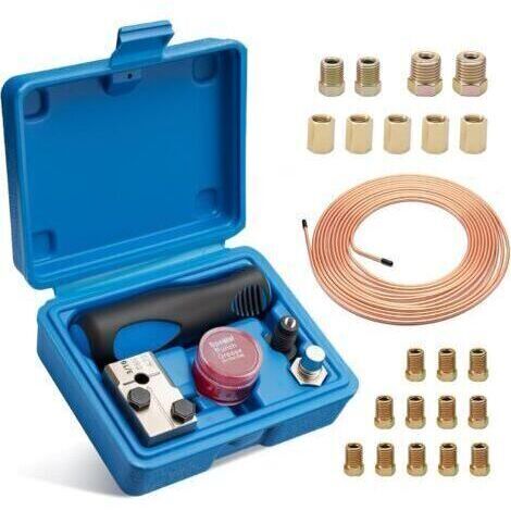Outils D'évasement de Tuyaux de Freins Frein pour Evasement DIN - 4,75 mm - Kit Universel de Sertissage Conduites de Frein, 7,62 m - Diamètre, 4,75 mm - avec 16 Connecteurs + 5 Connecteurs