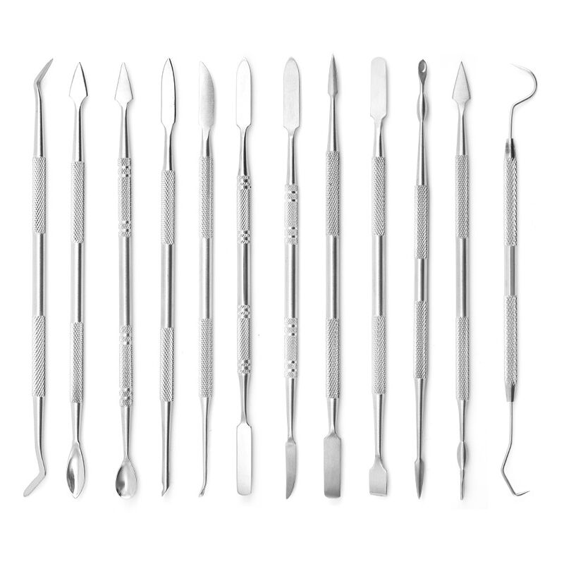Outils en argile en acier, couteaux à argile en acier inoxydable, ensemble de 12 pièces de couteaux à découper, sculpture à la main en argile à