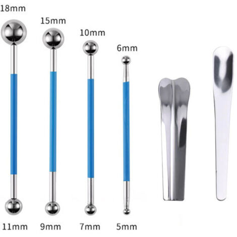 Outils Ensemble – Lisseur Joints Kit Boule En MéTal Outil D'étanchéIté Professionnel Pour Bordure Salle Bain, Cuisine, DéCoration Sculpture Argile, Bleu, 4 PièCes