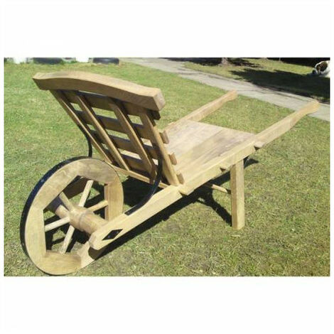 Outils Et Nature – Brouette de jardin en hêtre teinté vieilli – Charge max 150 kg – Largeur 55 cm – Roue de 42 cm pour terrains accidentés