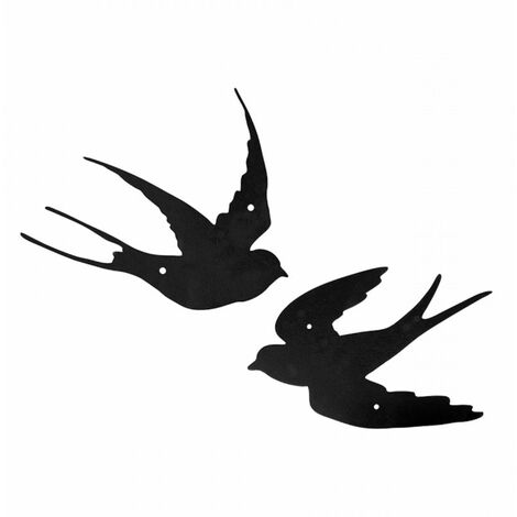 Outils Et Nature – Hirondelles murales en fonte – Lot de 2 décorations murales – Élégantes pour intérieur – Dimensions 24x39 cm, épaisseur 0.4 cm
