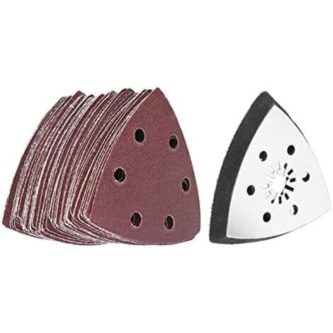 Outils Multifonctions Oscillants de 90 Mm, Tampon Ponçage Triangulaire à 6 Trous avec 61 Jeux Papier Verre, Compatible Silverline, Ferrex et -