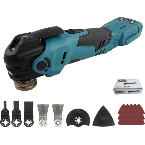 Outils oscillants multifonctions pour batterie Makita 18 V, moteur sans balais 300 W, outil de coupe et ponçage multi-usage avec lumière 8000-22000 tr/min 5 vitesses oscillation 4° bois -