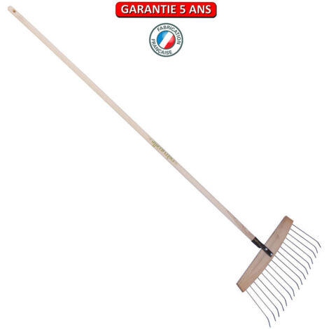 OUTILS PERRIN Balai à feuilles et gazon bois/acier 16 dents, manche 165cm- Kiwi