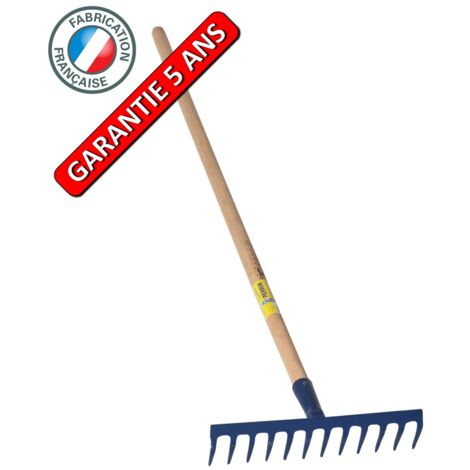 OUTILS PERRIN Râteau 12 dents courbes soudées manche 1,5m, outil trempé haute résistance, jardin,potager