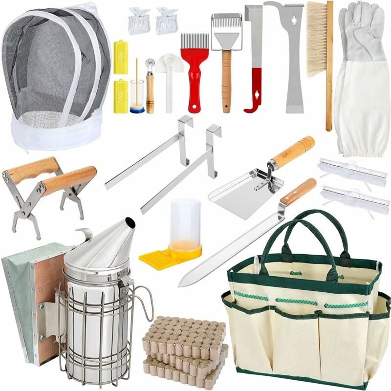 Outils pour l'apiculture Kit de démarrage pour l'apiculture, 26 pièces, fournitures pour l'apiculture, ensemble complet de tous les outils pour
