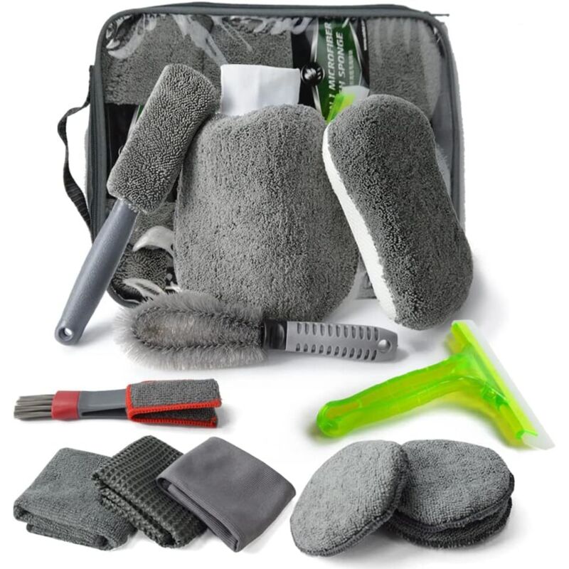 Outils Professionnels Nettoyage de Voiture,Roue De Gants éponge,Wash Kits Microfibre,Microfibre ​Lavage Voiture Nettoyer Kit,Chiffons de Nettoyage
