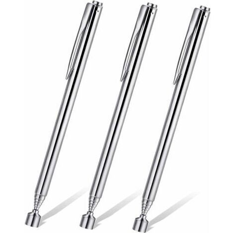 Outils Télescopiques Magnétiques 3 Pièces,Magnet  de Ramassage,Tige Télescopique Magnétiques Extensible Portable,Tige d'extension Magnétique de Ramassage,Tige Télescopiques Avec Clip de Poche