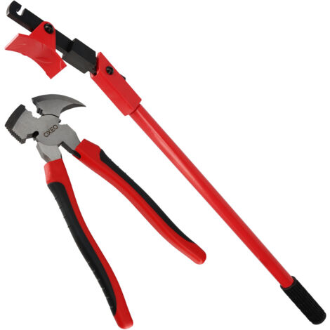 Oxeo – Tendeur de clôture 78 cm en acier trempé – Pince multifonction 25 cm – Capacité fils jusqu'à 4 mm – Système de serrage puissant