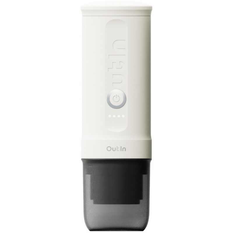 OutIn Nano Machine à Expresso Électrique Portable - Blanc Perle, Auto-chauffante USB-C, Café Moulu & Capsules NS - Camping, Voyage, Randonnée