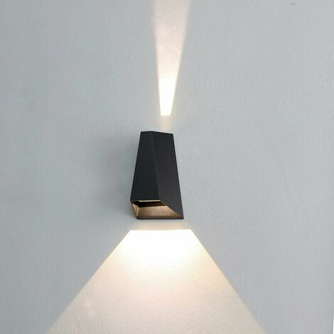 Outside Wall Light, Up Down LED Outdoor Light Mains Powered, IP54 Aluminum Exterior Garden Lighting for co.ukont Door, Patio, Porch, 600LM, 3000K Warm Light, Black [Energy Class A+]
