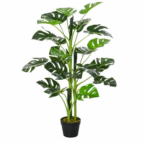 Outsunny 100cm/3.3FT Artificial Monstera Tree Fake Plant in Pot Indoor