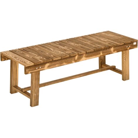 Outsunny 1.1M Outdoor Garden Bench Patio Loveseat Fir Wood 2 Person Carbonised finish