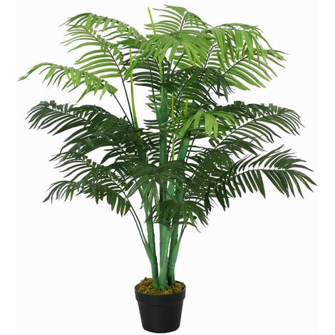Outsunny 125cm/4FT Artificial Palm Plant, Decorative Tree with Pot