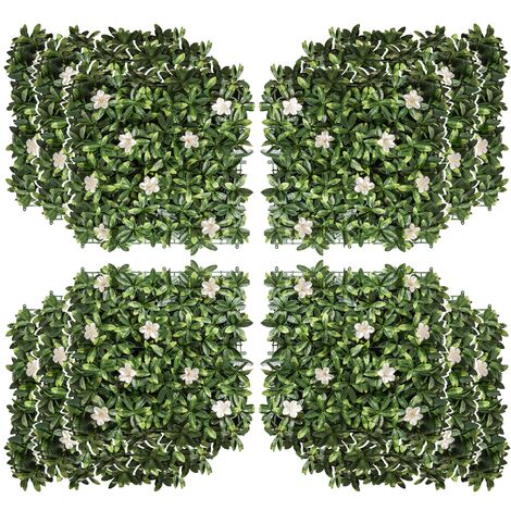 Outsunny 12PCS Artificial Boxwood Panel Faux Rhododendron Greenery Backdrop