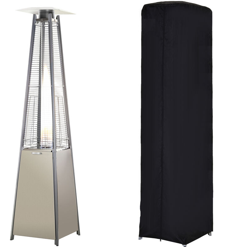Outsunny 13kw Garden Pyramid Heating Patio Propane Gas Flame Stainless Steel W Wheels - Pyramid Flame Patio Heater 13kw Black