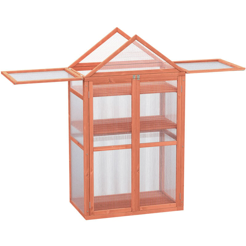 1.5x2.6ft Wood Cold Frame Greenhouse Indoor Outdoor Plant Growth Orange - Outsunny
