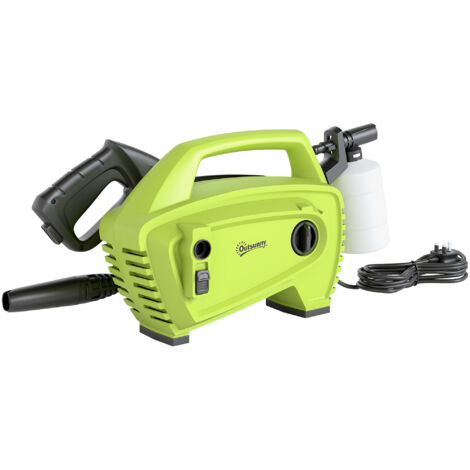 Outsunny 1600W Power Washer 130 Bar Pressure Washer 6M Hose, Nozzle, Green