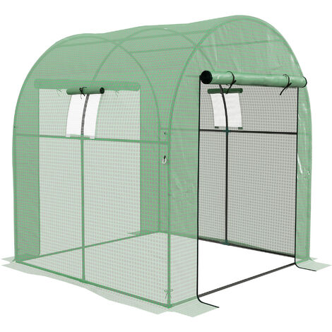 Outsunny 1.8 x 1.8 x 2m Polytunnel Greenhouse with Doors and Mesh Windows