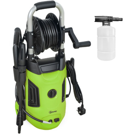 Outsunny 1800W Power Washer 150 Bar Pressure 6M Hose and Hose Reel, Green