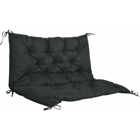 Outsunny 2/3 Seater Garden Bench Cushion Outdoor Seat Pad with Ties Black